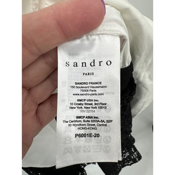 Sandro Paris Black Lace Bottom Shorts Romper Size 2/ US 6 Medium - Picture 7 of 10